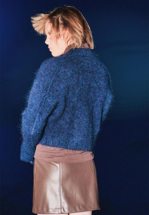 H&M - Mohair-blend zip-through cardigan - navy blue
