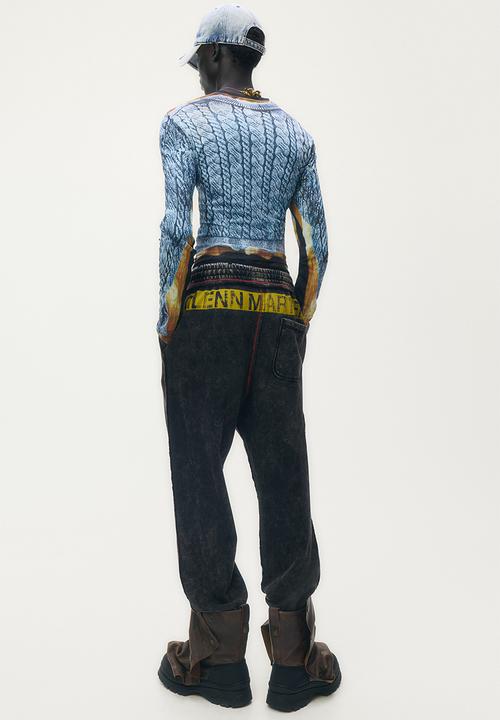 H&M - Glenn Martens H&M: Printed sweatpants - dark brown 