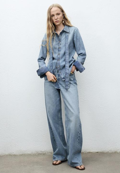 MANGO - Camisa lima - open-blue