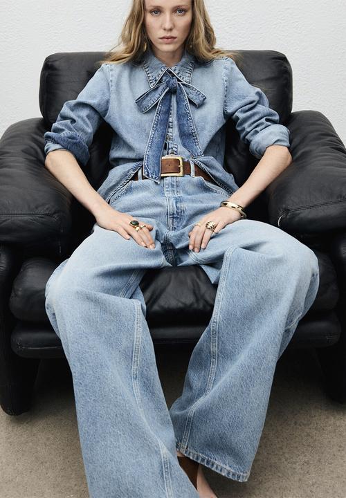 MANGO - Camisa lima - open-blue