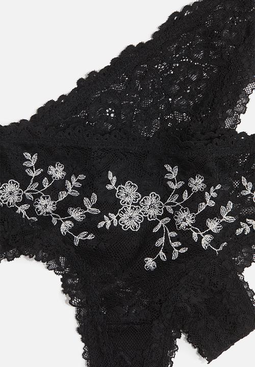H&M - 2-pack lace brazilian briefs - black
