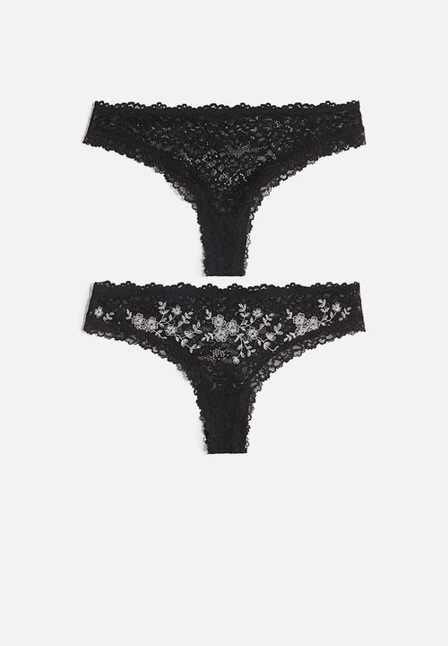 H&M - 2-pack lace brazilian briefs - black