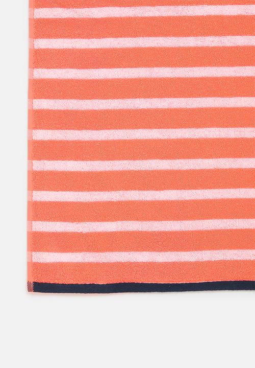 Nortex - Imperial stripe bath sheet - fresh salmon