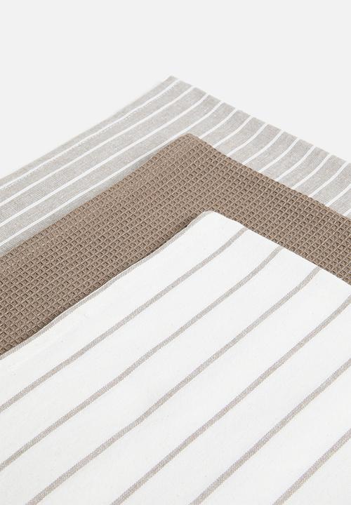 Excellent Houseware - Libby kitchen towel set of 3 - sand
