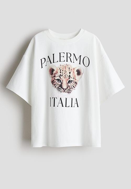 H&M - Oversized cotton T-shirt - white palermo