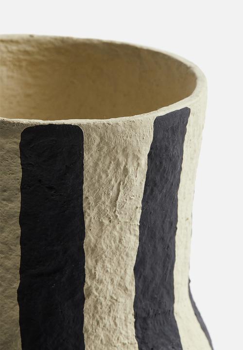 H&M - Tall papier-mâché vase - black striped