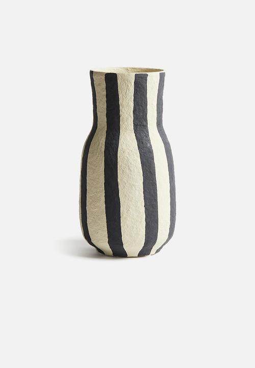 H&M - Tall papier-mâché vase - black striped