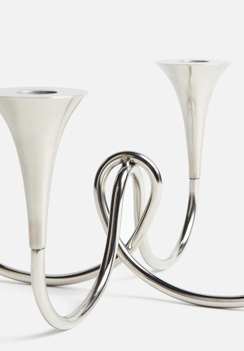 H&M - Metal candelabra - silver-coloured