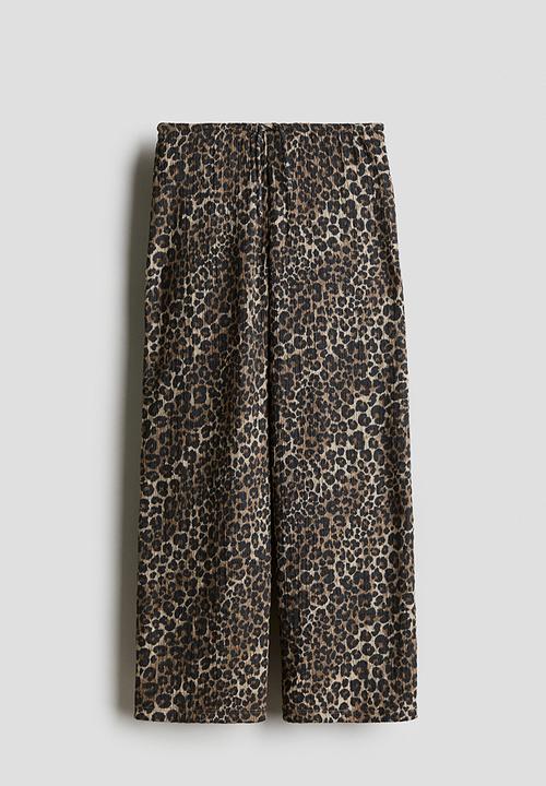 H&M - Textured jersey trousers - beige leopard print