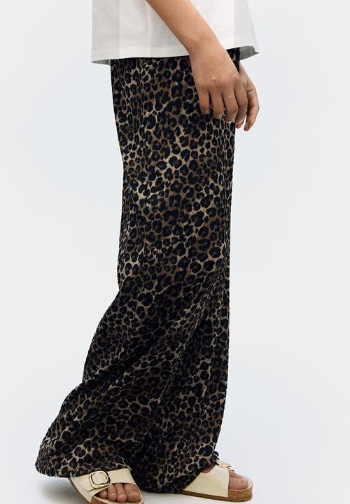 H&M - Textured jersey trousers - beige leopard print