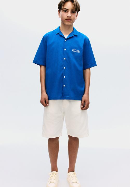 H&M - Cotton resort shirt - bright blue resort club