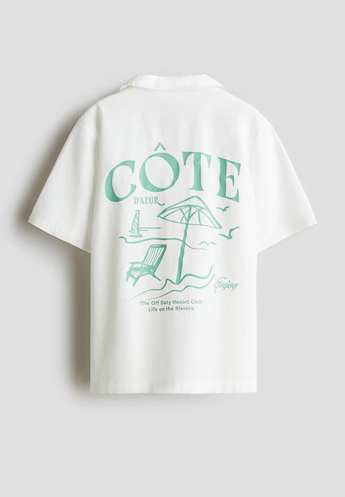 H&M - Cotton resort shirt - white enjoy
