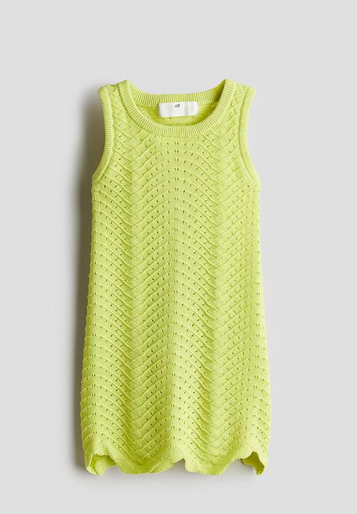 H&M - Textured cotton dress - lime green 