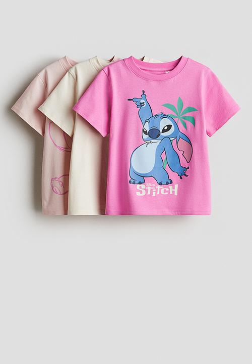 H&M - 3-Pack printed jersey tops - pink/lilo & stitch