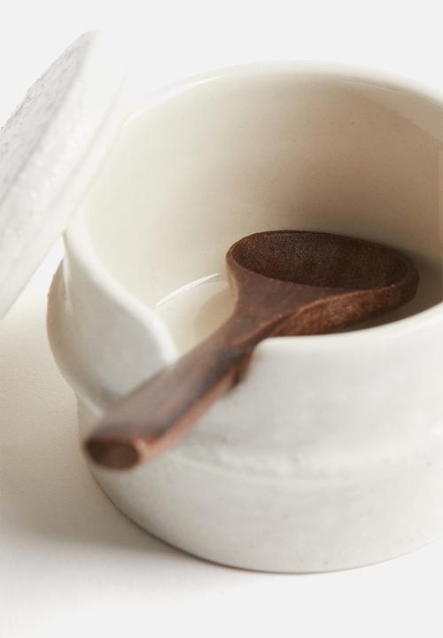 H&M - Stoneware salt jar - white