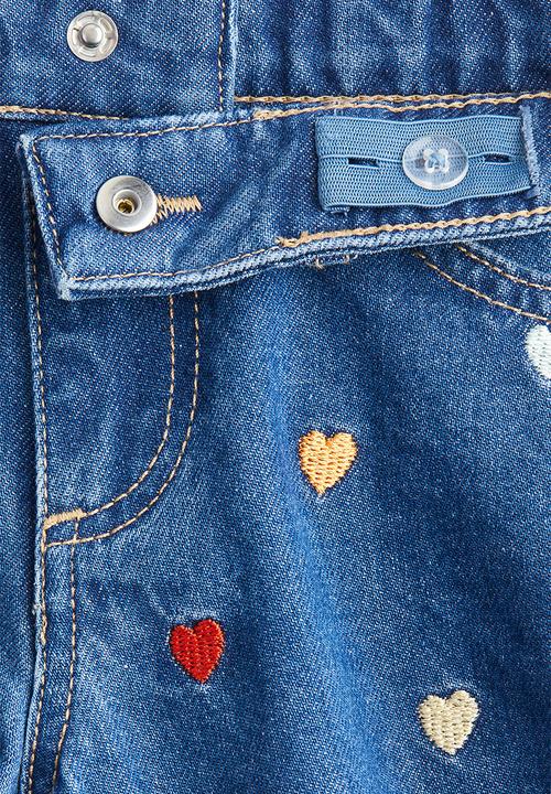 H&M - Denim shorts - denim blue hearts