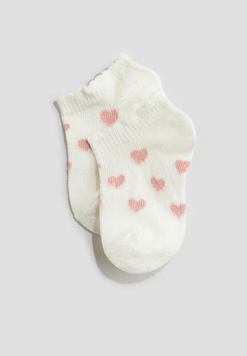 H&M - 4 pack shaftless socks - dusty pink & white