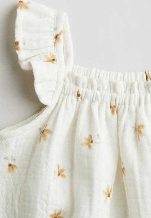 H&M - Patterned muslin romper suit - white floral