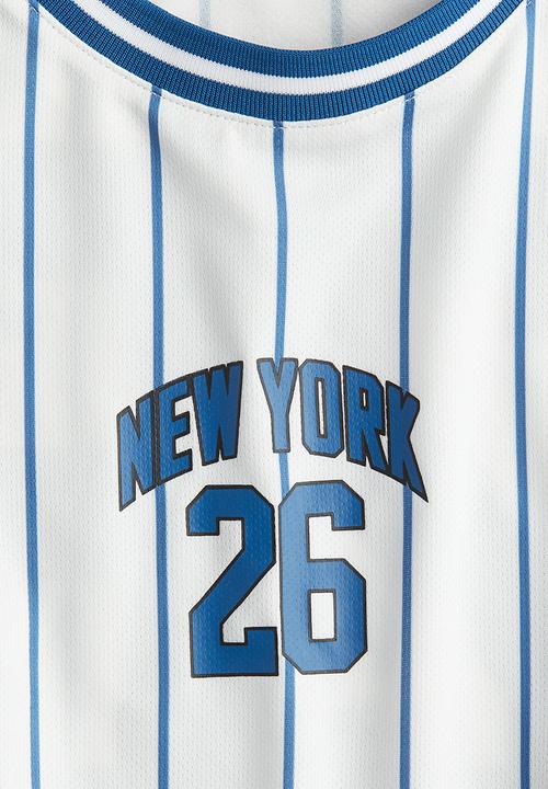 H&M - Mesh basketball vest top - white new york