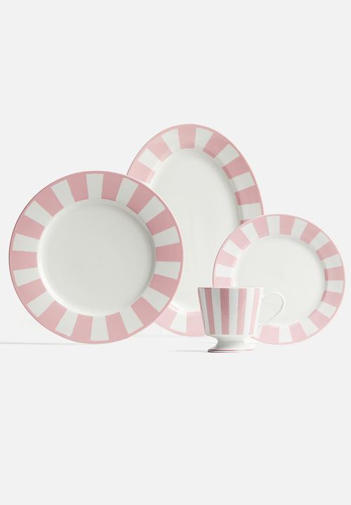 H&M - Large porcelain serving plate - pink striped
