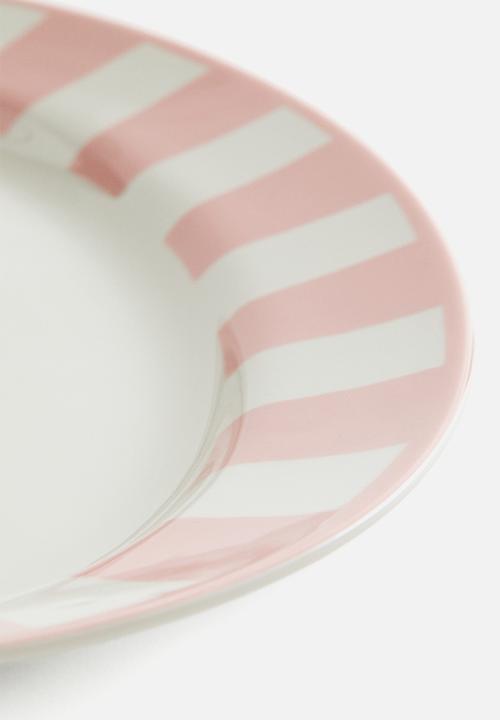 H&M - Large porcelain serving plate - pink striped