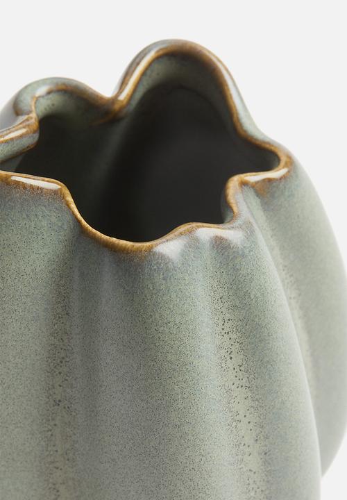 H&M - Small stoneware vase - dusty green 