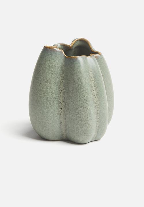 H&M - Small stoneware vase - dusty green 