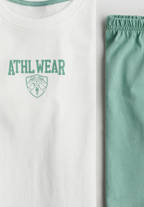 H&M - Cotton jersey pyjamas - turquoise/athl wear