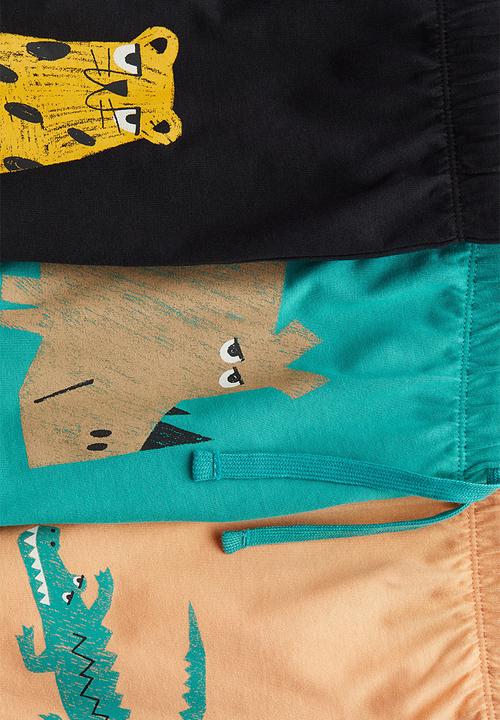 H&M - 3-Pack pull-on shorts - turquoise/animals 