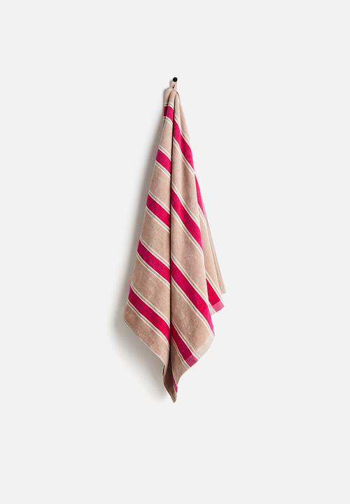 H&M - Striped beach towel - cerise striped 