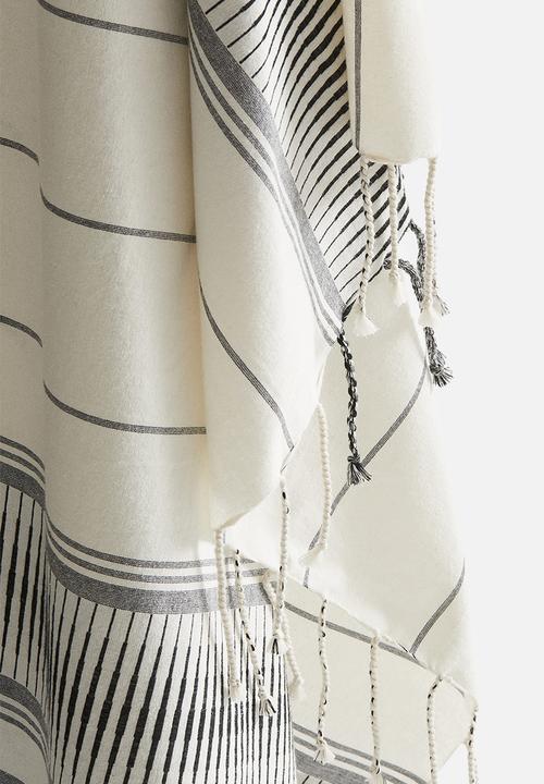 H&M - Jacquard-weave beach towel - white & black striped