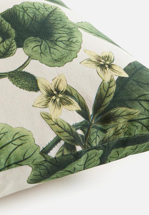 H&M - Patterned cushion cover - light beige/floral 