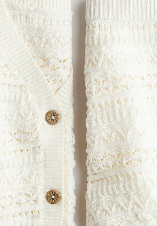 H&M - 2-Piece pattern-knit cotton set - cream