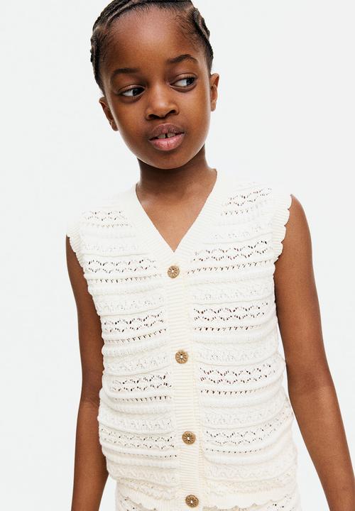 H&M - 2-Piece pattern-knit cotton set - cream