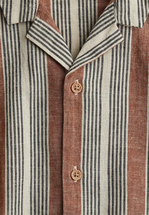 H&M - Linen-blend resort shirt - light beige/striped