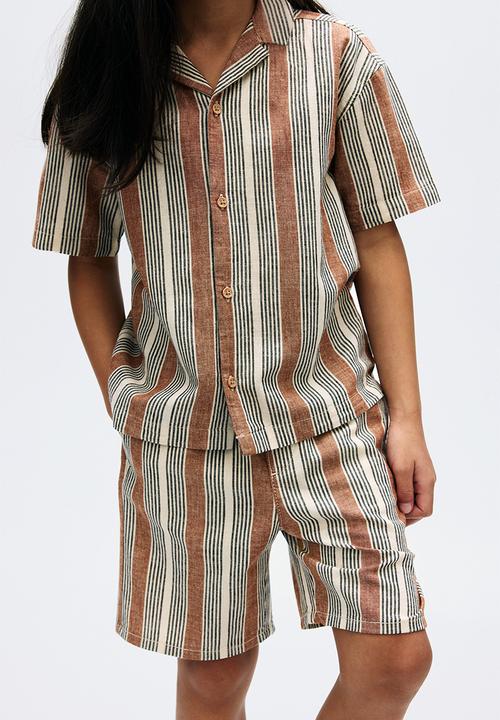 H&M - Linen-blend resort shirt - light beige/striped