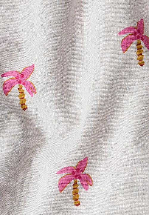 H&M - Linen-blend dress - white palm trees