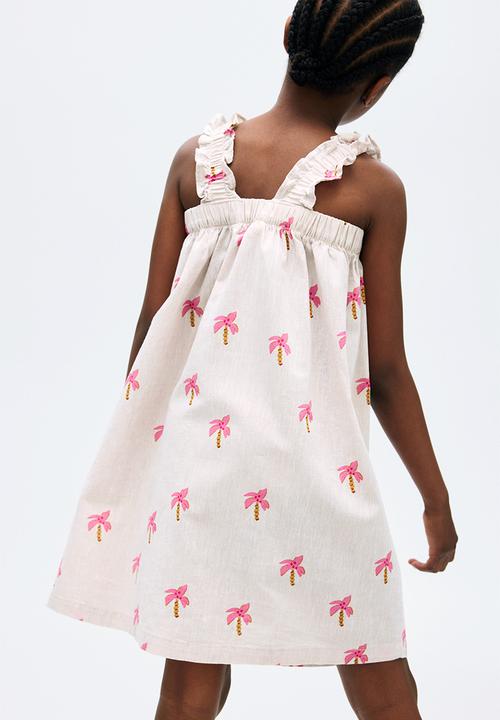 H&M - Linen-blend dress - white palm trees