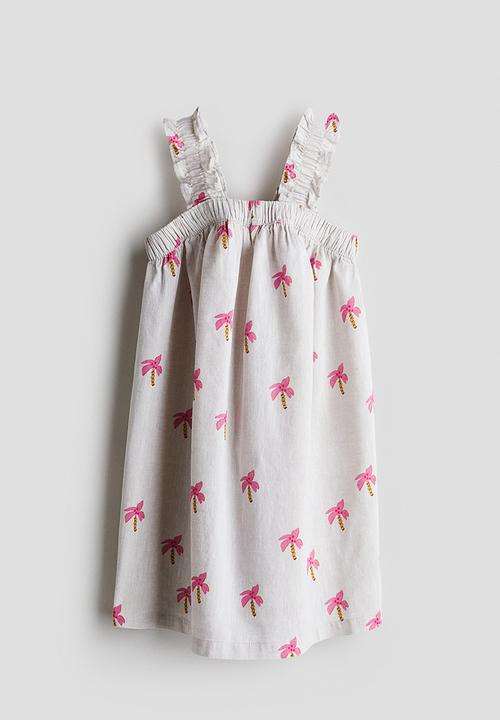 H&M - Linen-blend dress - white palm trees