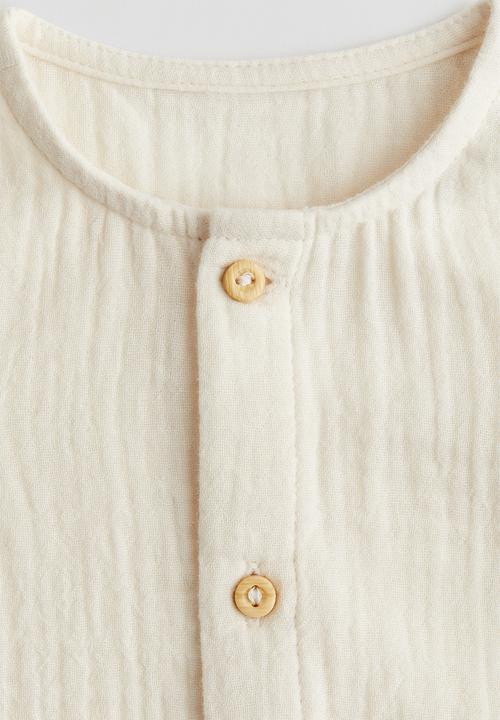 H&M - Cotton muslin romper suit - cream