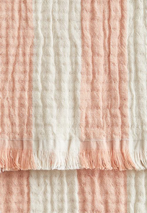 H&M - Cotton muslin blanket - pink/striped 