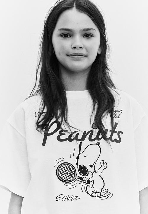 H&M - Printed cotton t-shirt - white snoopy