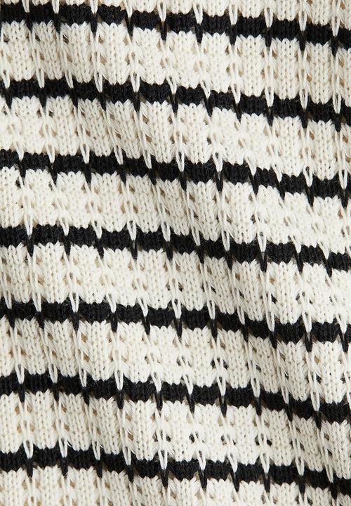 H&M - Textured-knit vest top - white & black striped