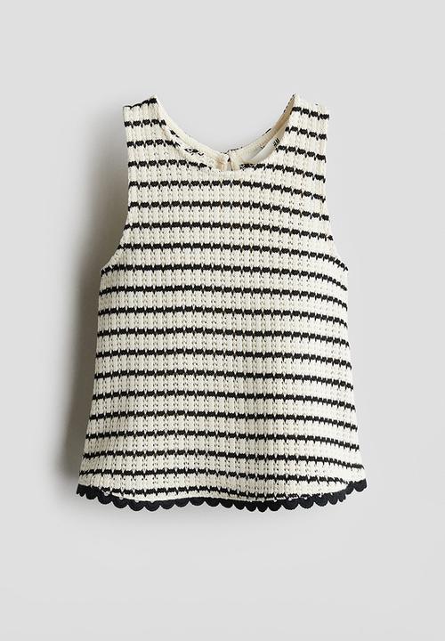 H&M - Textured-knit vest top - white & black striped