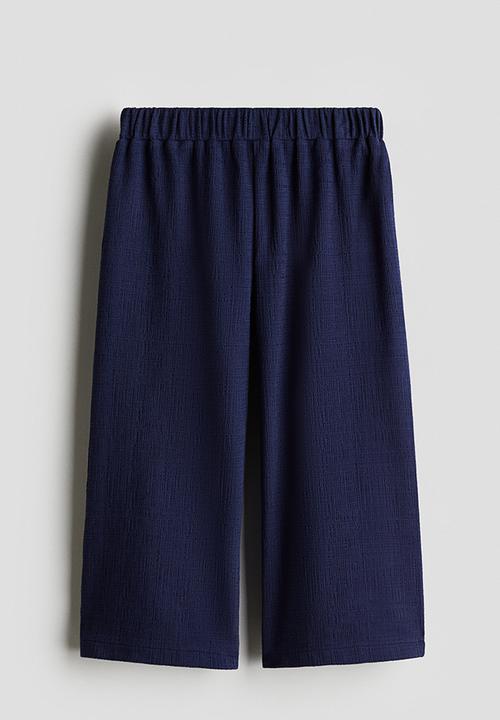 H&M - Wide leg jersey trousers - navy blue