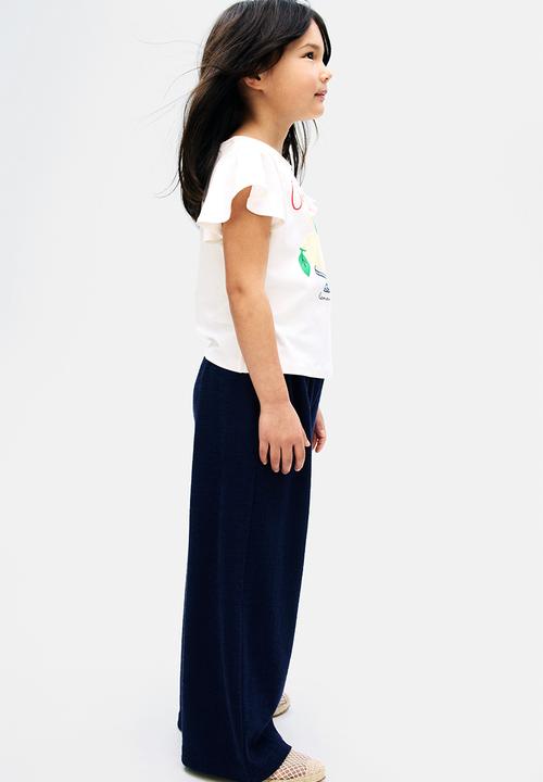 H&M - Wide leg jersey trousers - navy blue