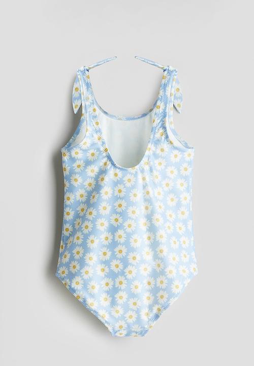 H&M - Printed swimsuit - light blue daisies