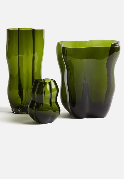 H&M - Tall glass vase - green