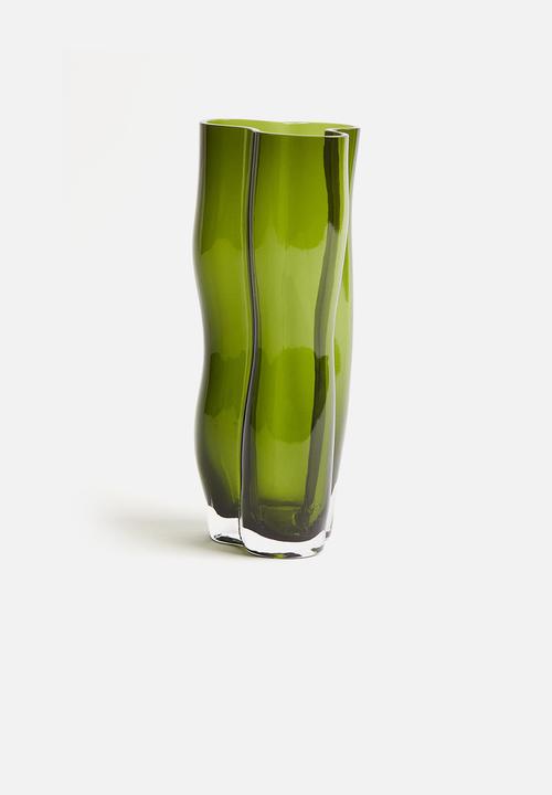 H&M - Tall glass vase - green