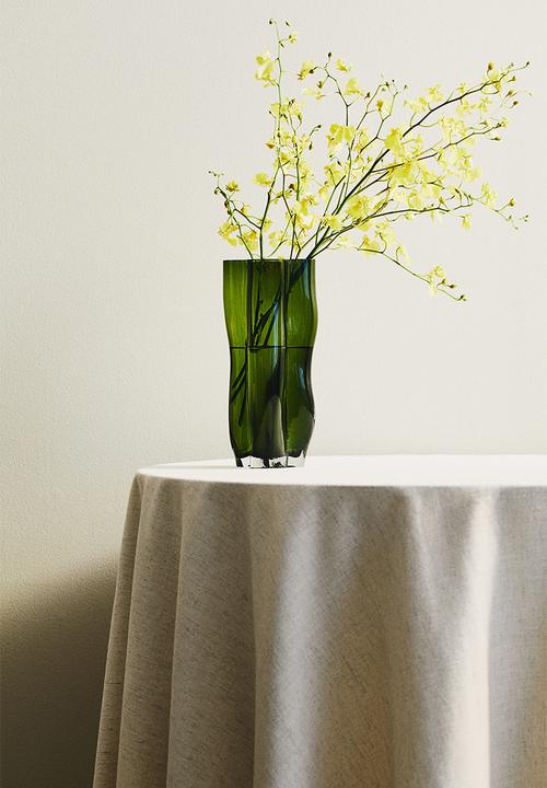 Tall glass vase - green